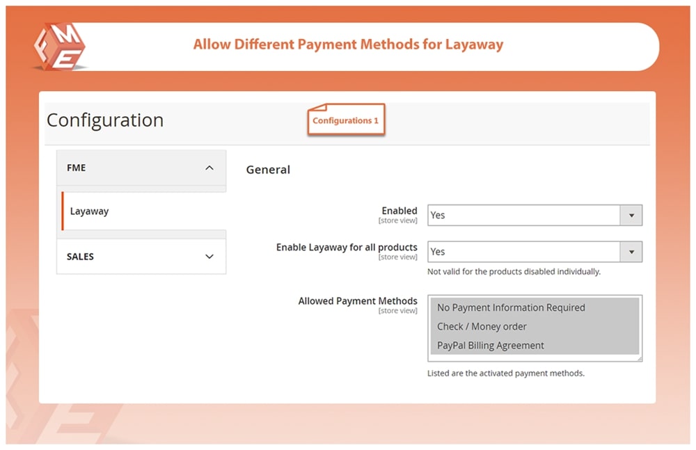 Restrict Payment Methods for Layaway Orders