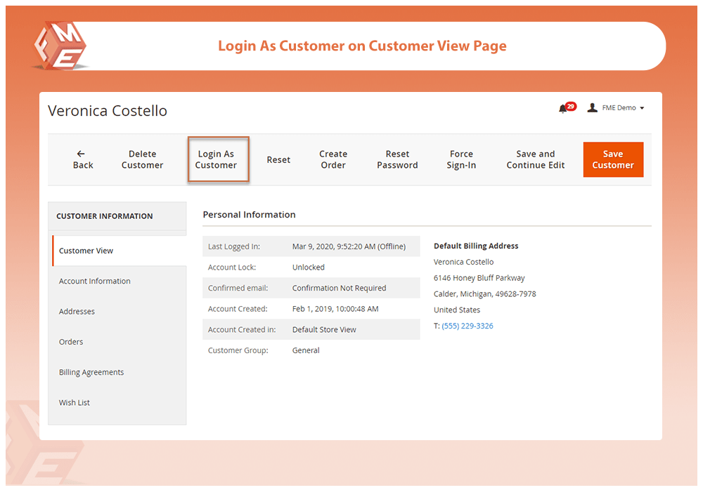Login As Customer from Customer View Page