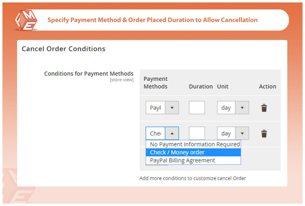 Set Cancel Order Conditions