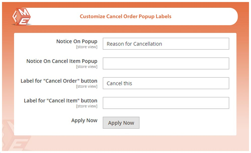 Customize Cancel Order Popup
