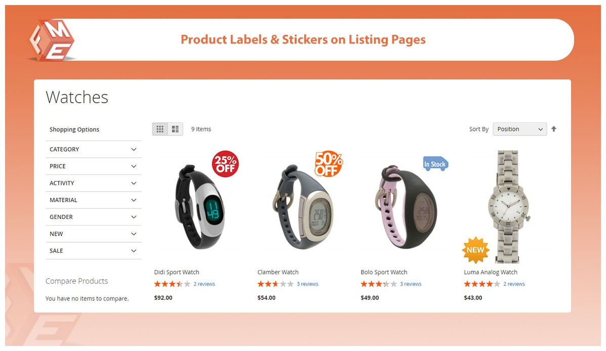 Labels & Stickers on Listing Page