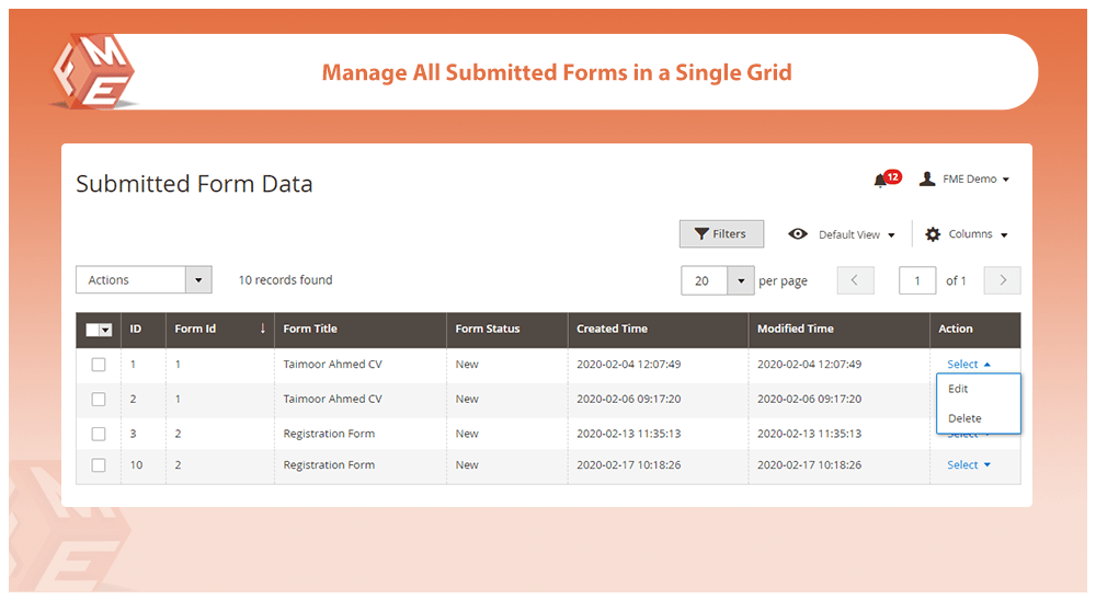 Manage All Submitted Forms