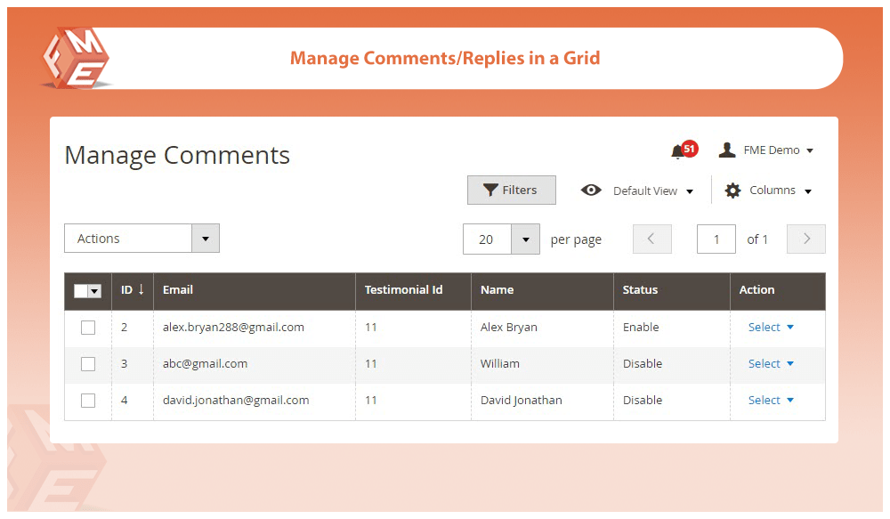 Display Comments/Replies in a Grid
