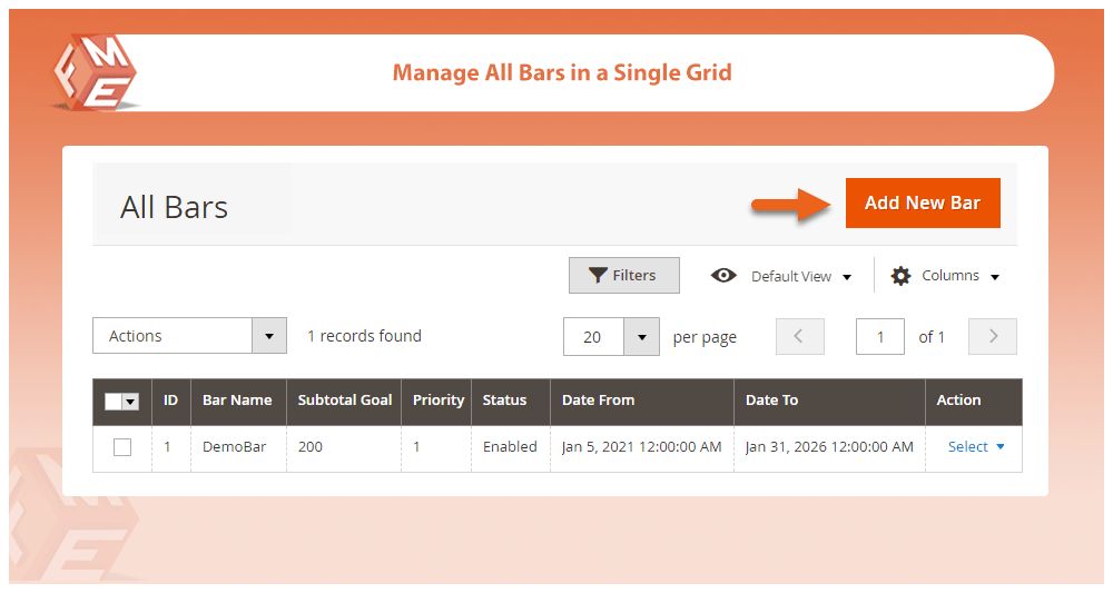 Manage Bars in a Grid
