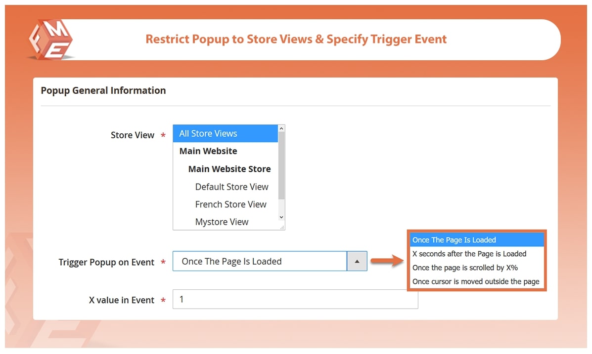 Restrict By Store Views & Set Trigger Event