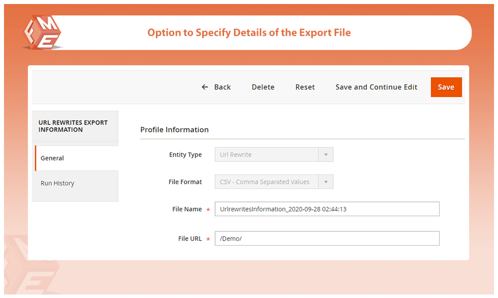 Export Files Details & URL