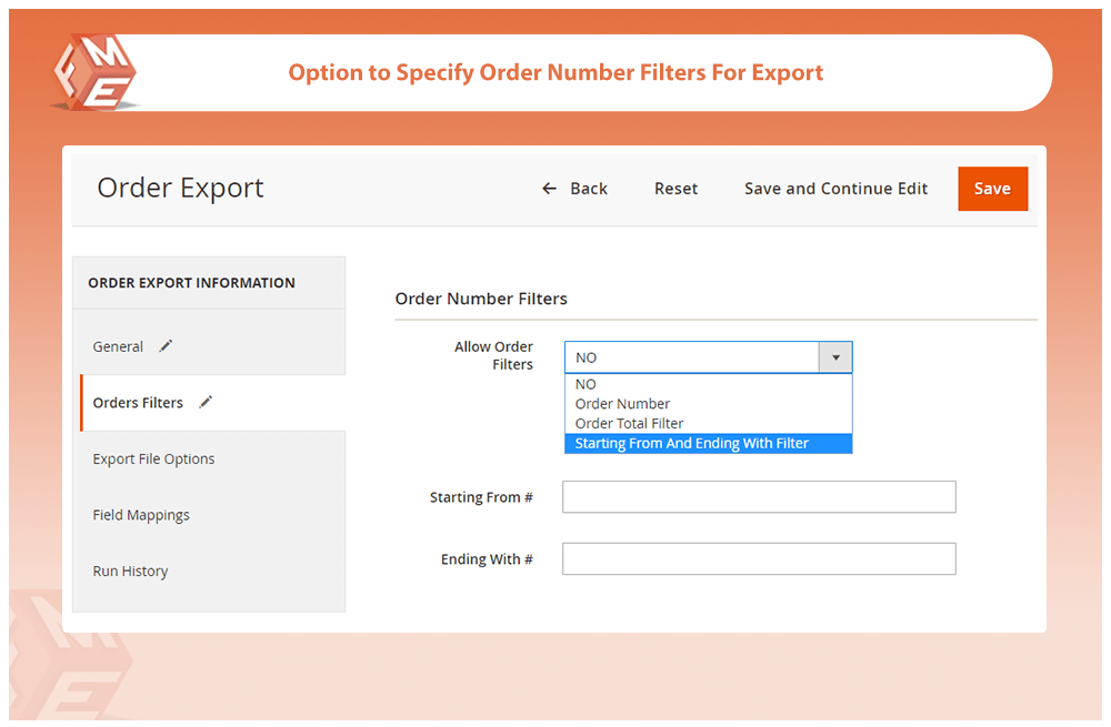 Order Number Filters For Export