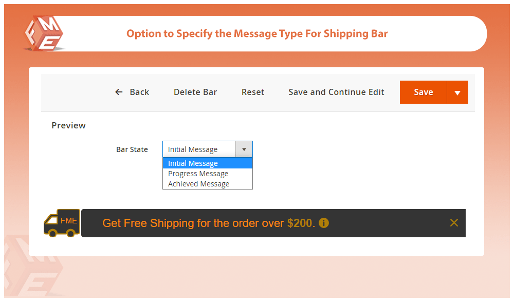 Specify Message Type For Free Shipping Bar