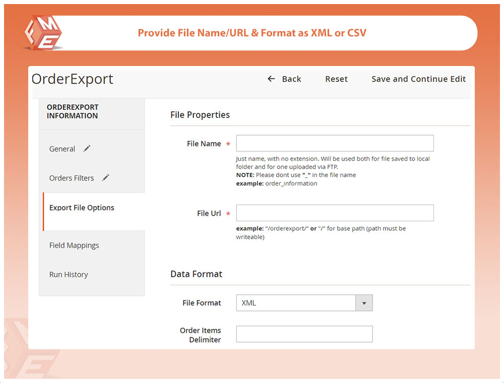 Choose XML/CSV File Format