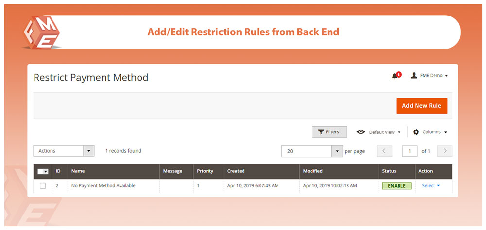 Create Payment Method Restriction Rules