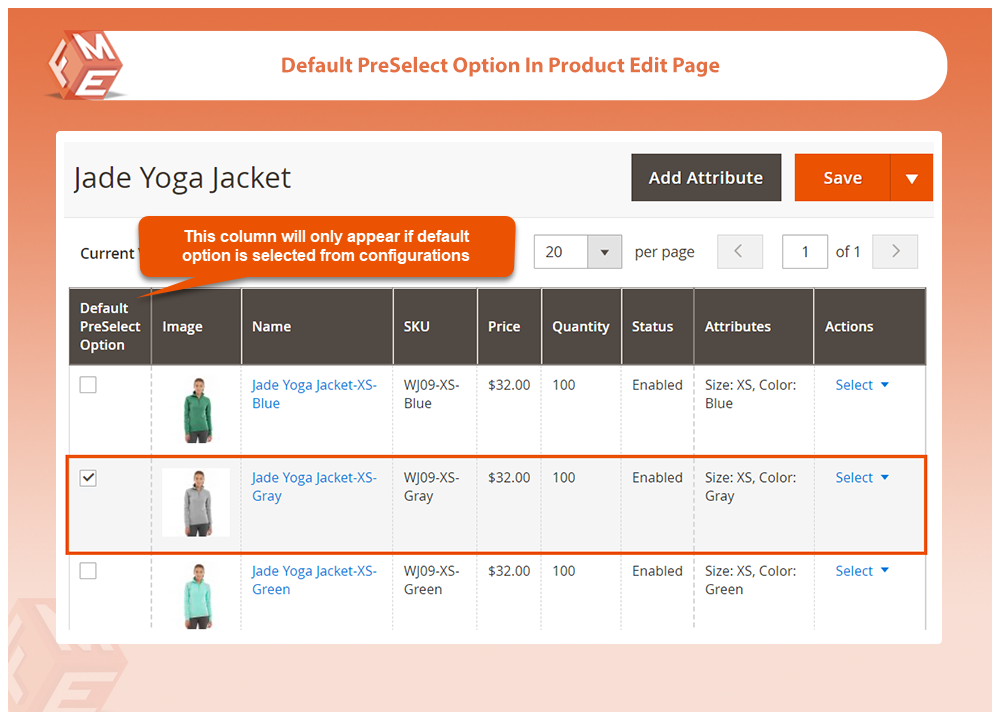 Preselect Default Option in Product Edit Page