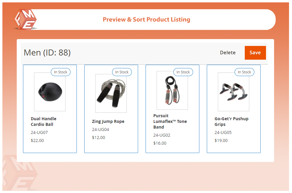 Preview & Sort Product Listing