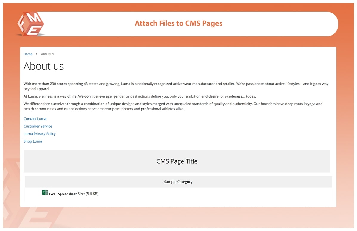 Attachments on CMS Page