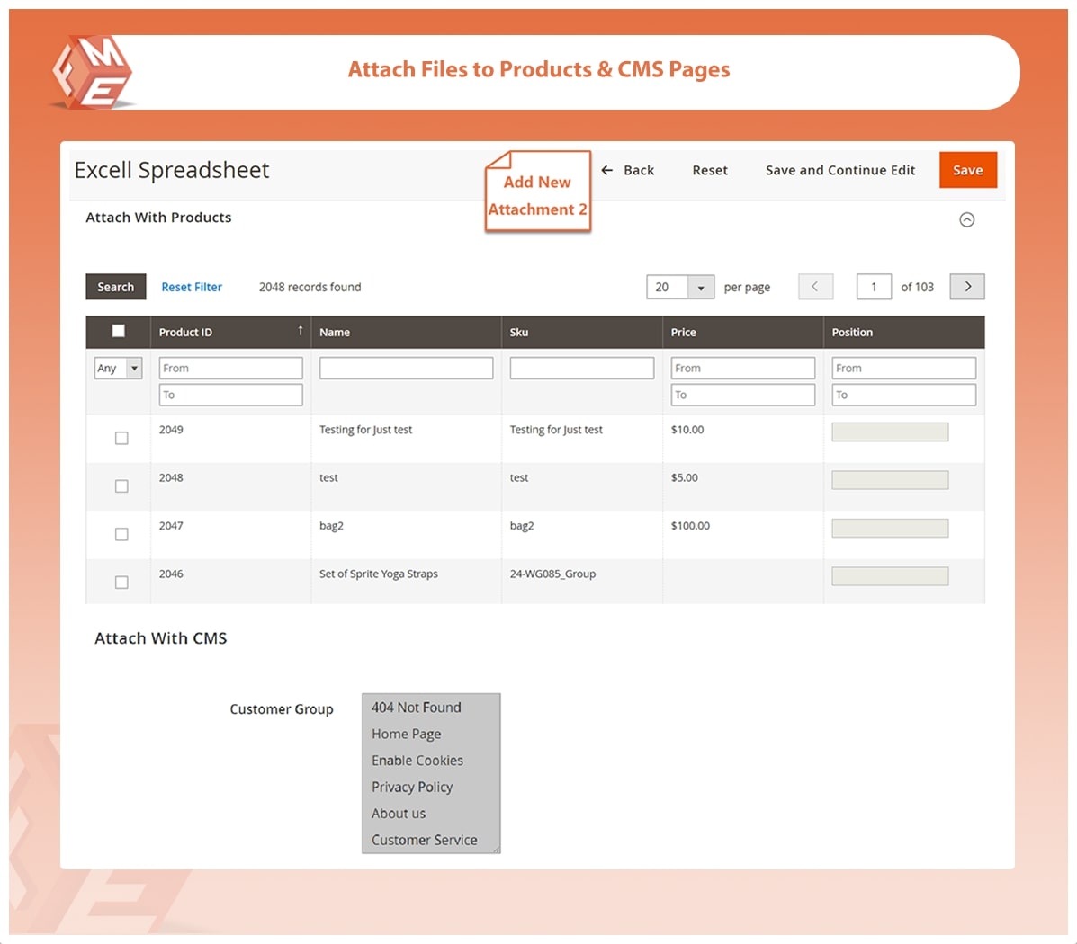 Attach to Product & CMS Pages