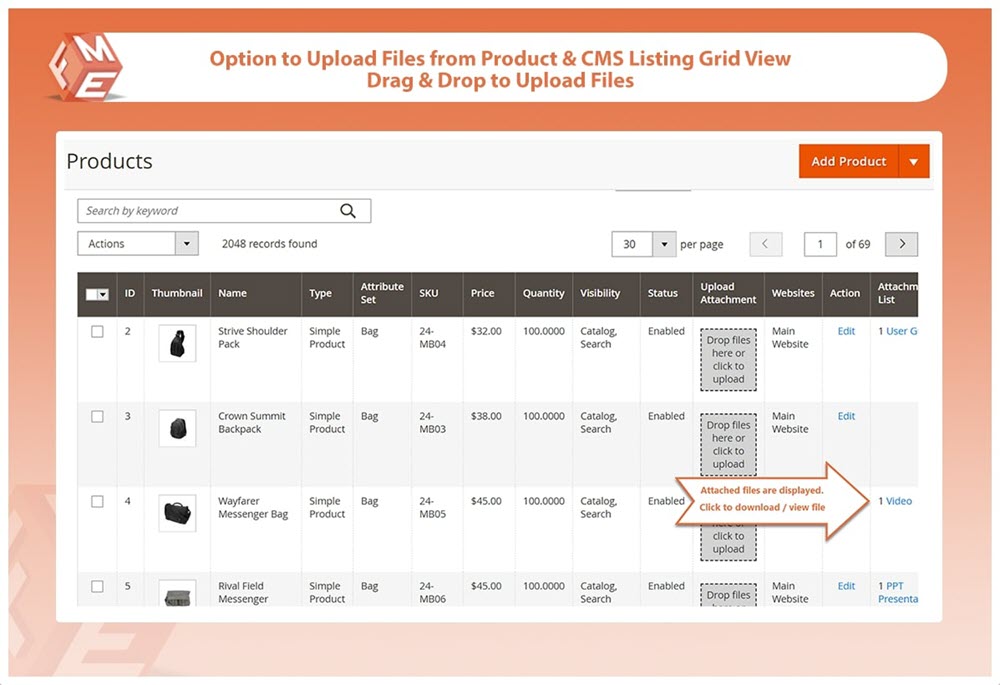 Attach from CMS & Product Grid