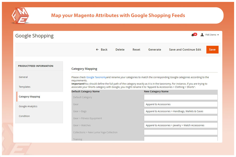Map Magento Attributes with Google Shopping Feed
