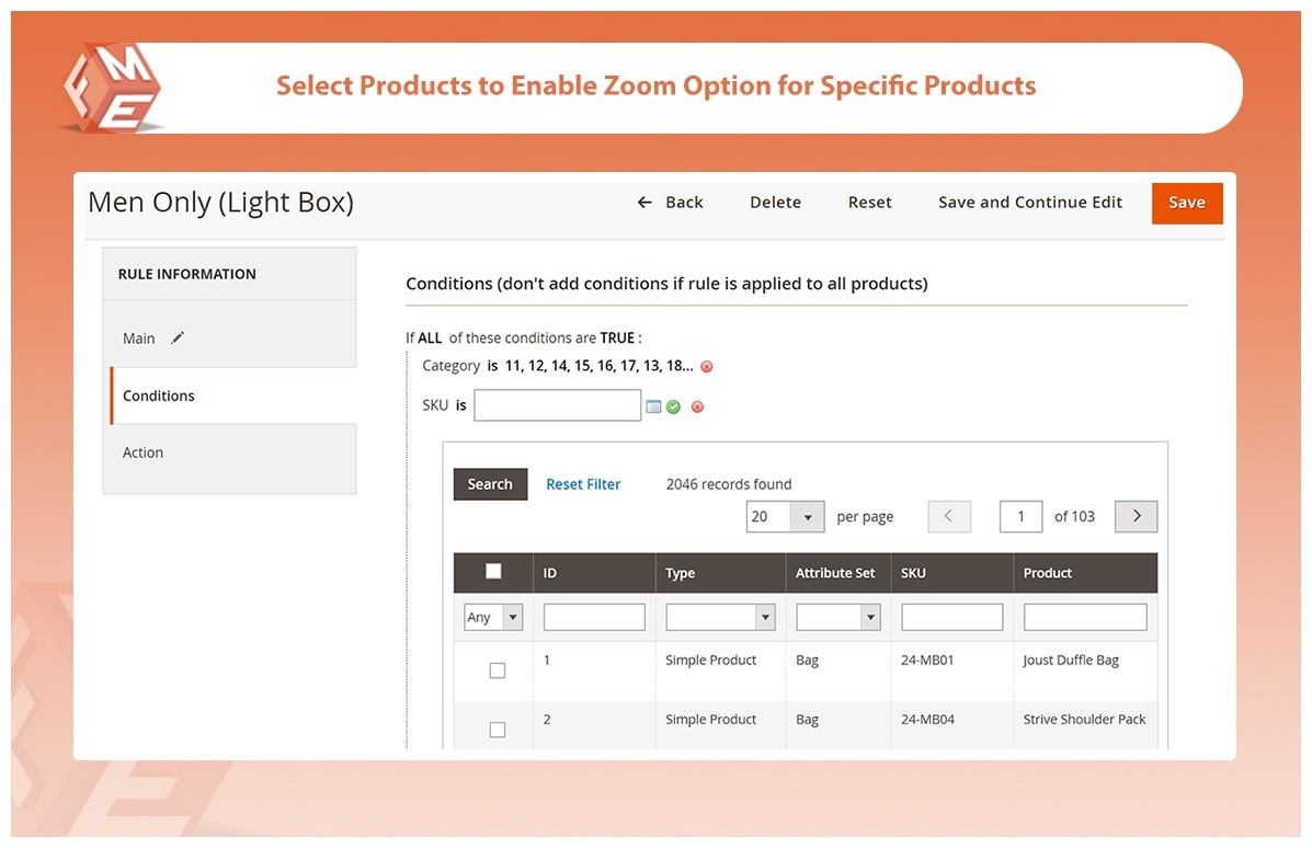 Conditions to Enable Image Zoom on Specific Products