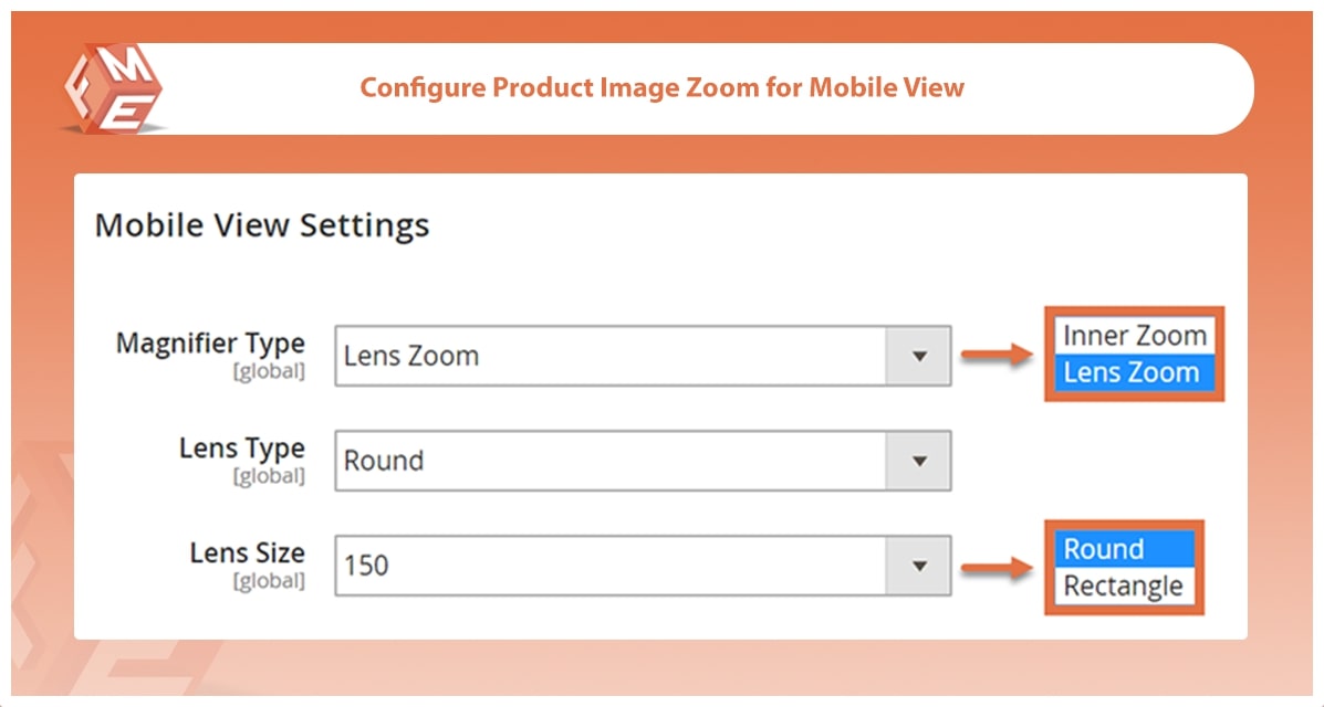 Mobile Configuration of Image Zoom Extension
