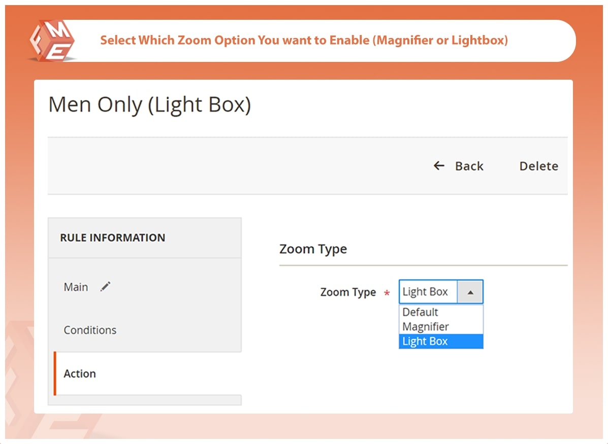 Select Magento 2 Image Zoom Type
