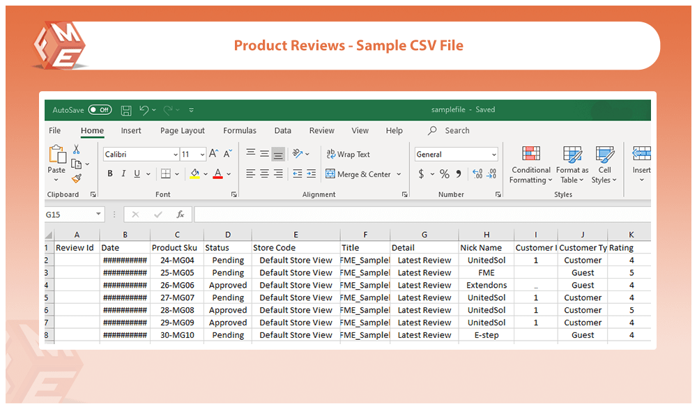 Sample CSV File - Customer Reviews