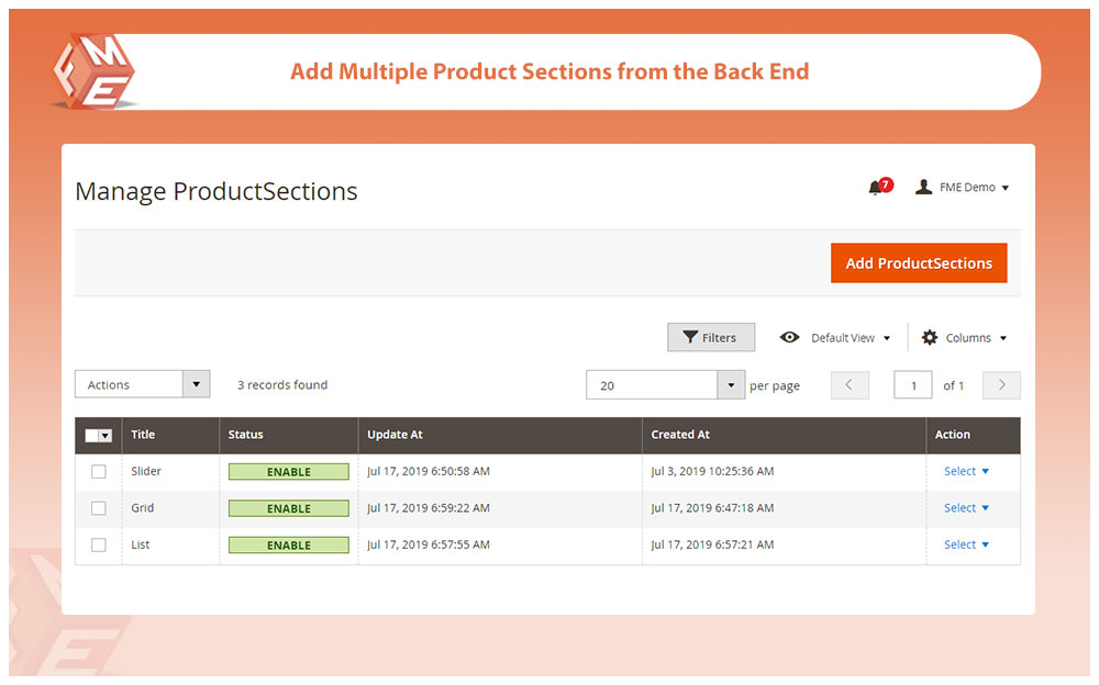 Create Multiple Product Sections 