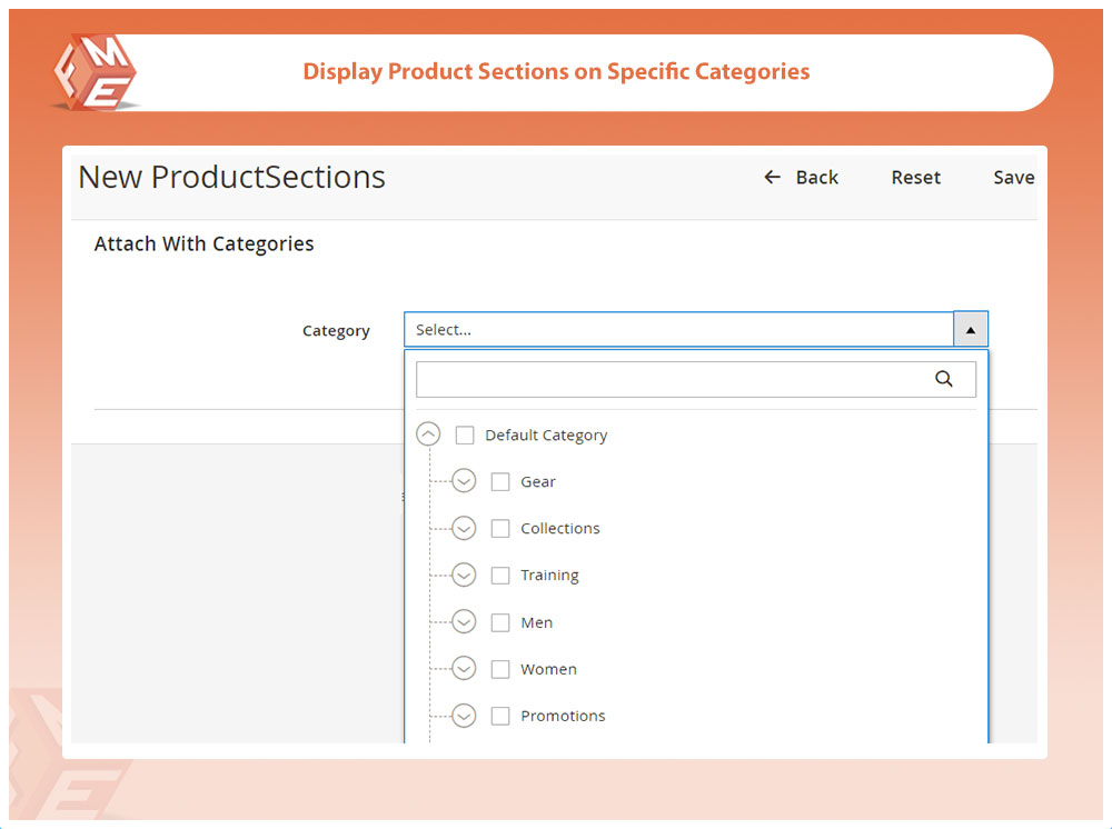 Display Product Section on Specific Category