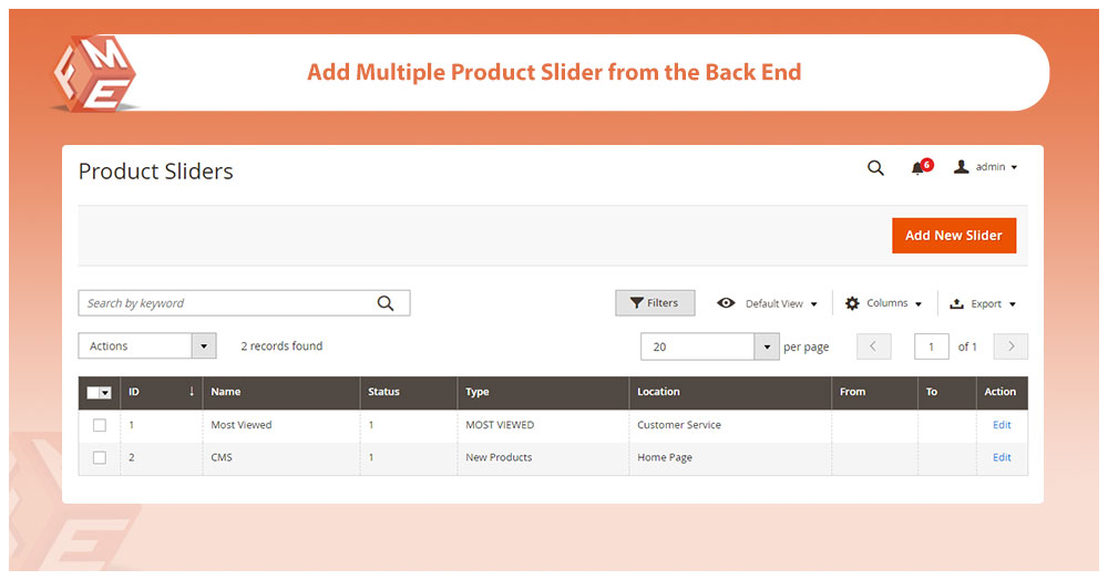 Manage Product Sliders in a Single Grid
