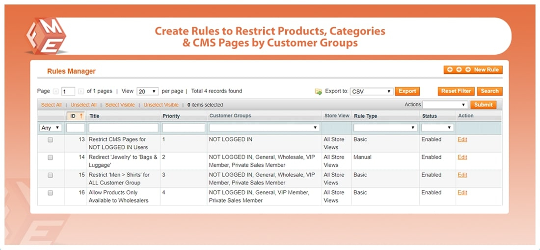 Magento Restrict by Customer Group