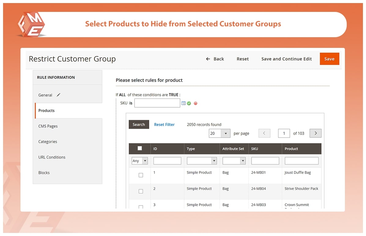 Restrict Products by Customer Groups