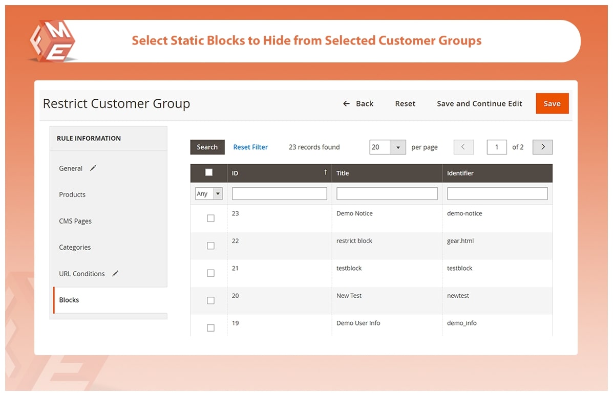 Restrict Static Blocks by Customer Groups