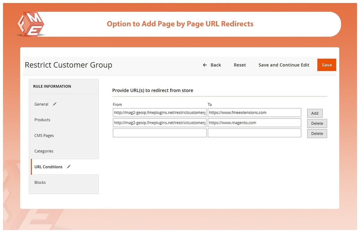 Add Page by Page Redirections for Blocked Customers