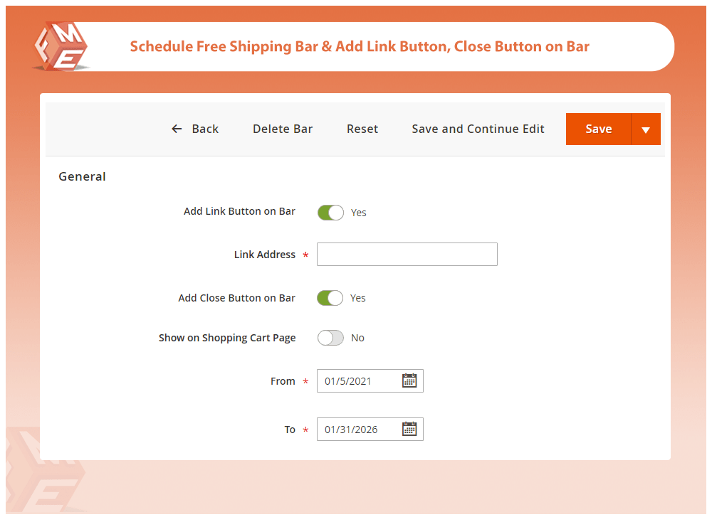 Set Display Duration of Free Shipping Bar