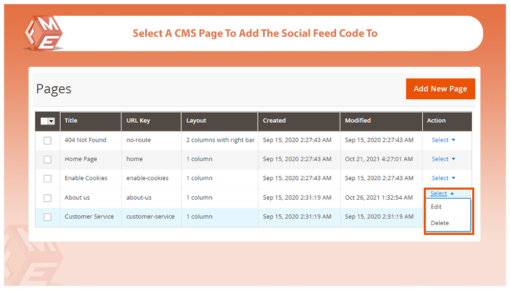 Select a CMS Page