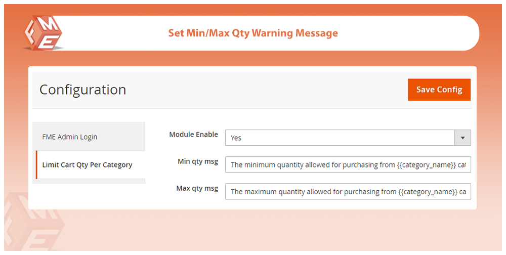 Set Min/Max Qty Warning Message