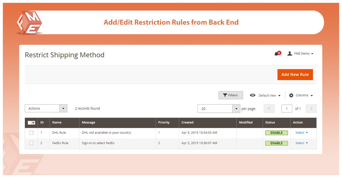 Create Restriction Rules