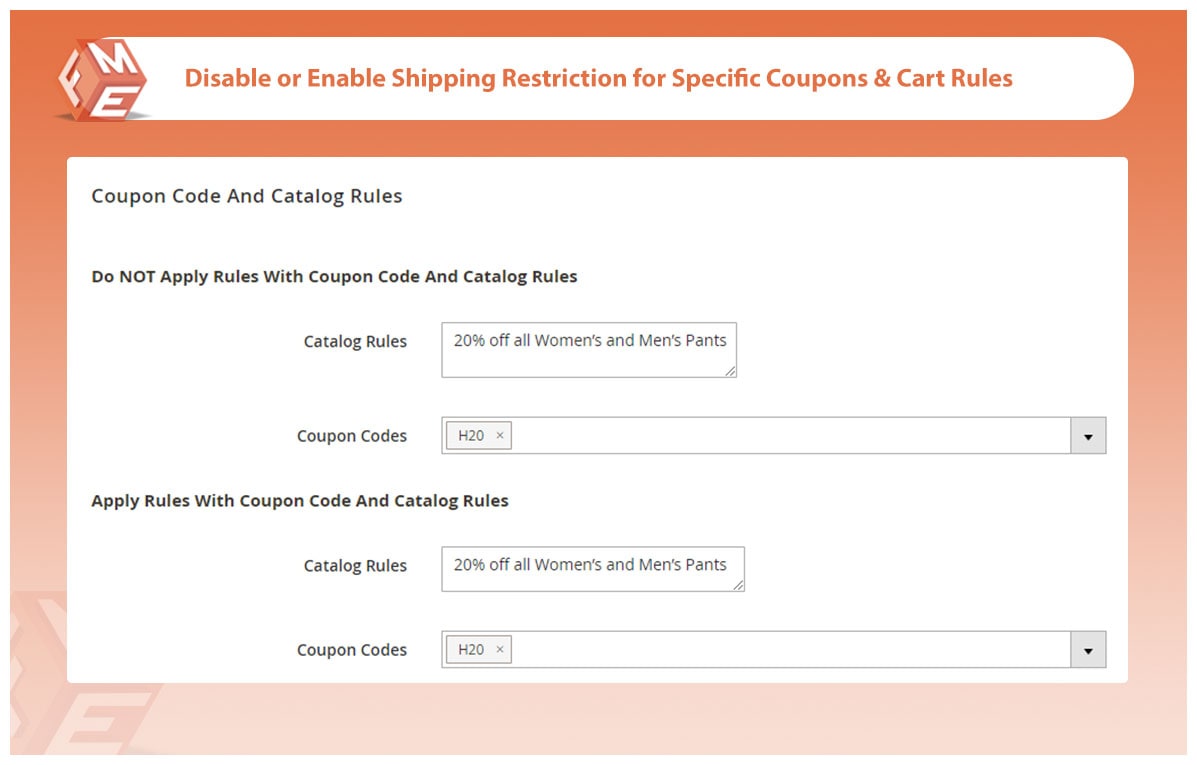 Restrict by Coupon Codes & Catalog Rules