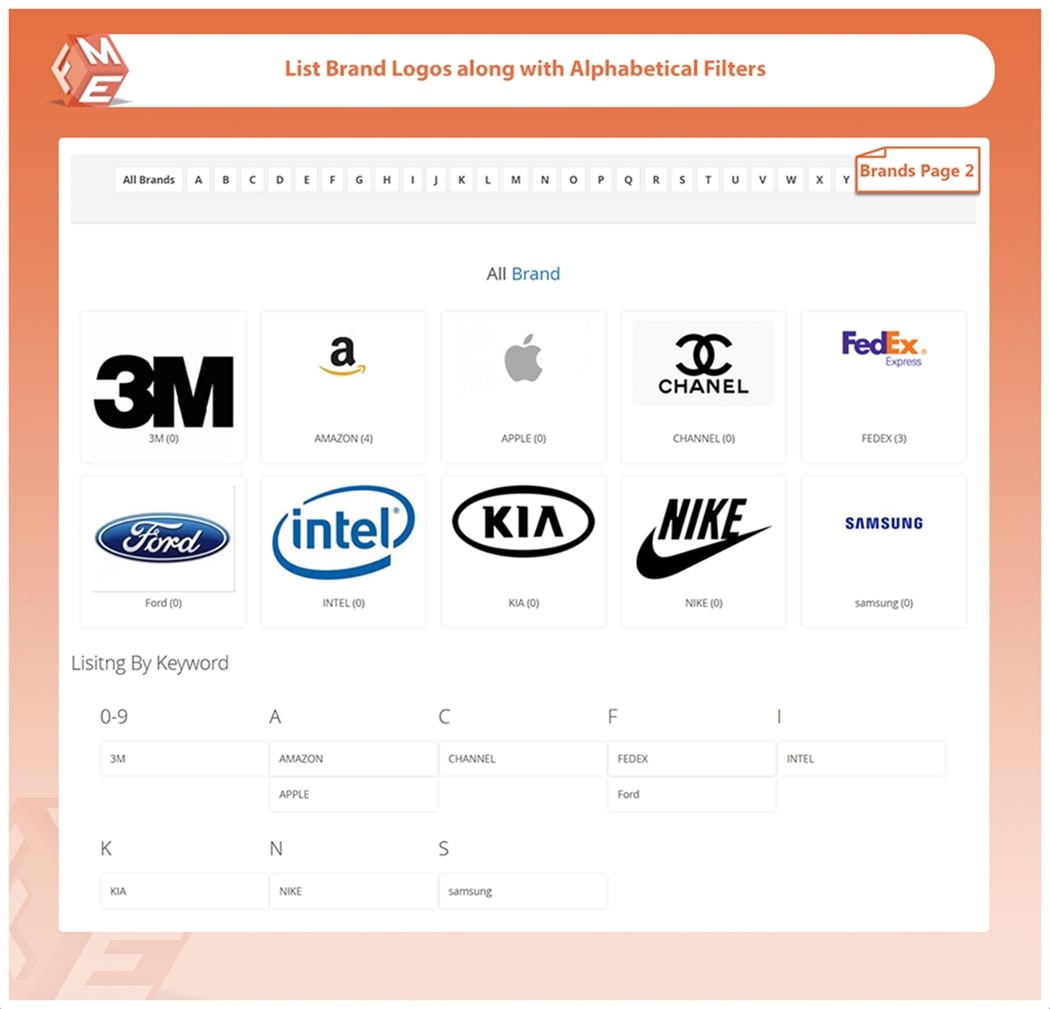 Filters on Brands Listing Page