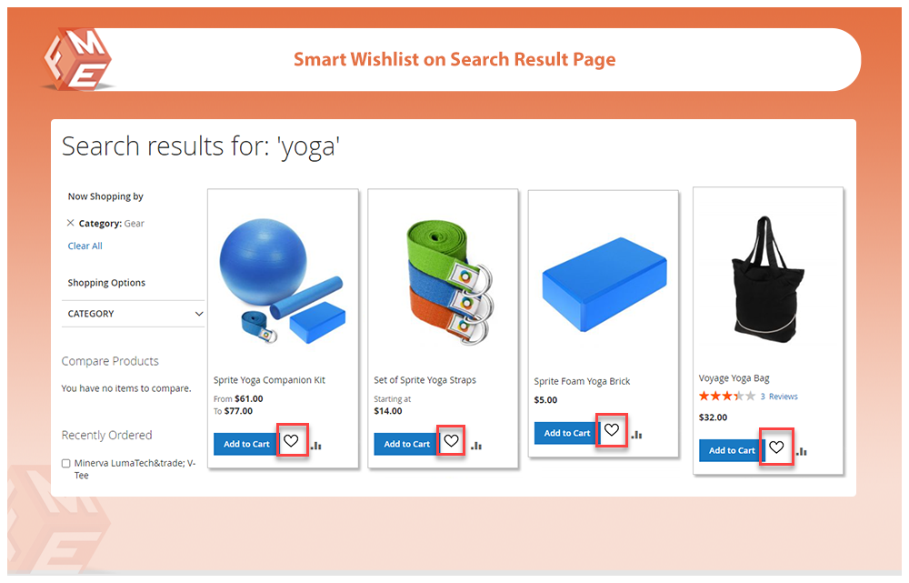 Smart Wishlist on Catalog Search Page