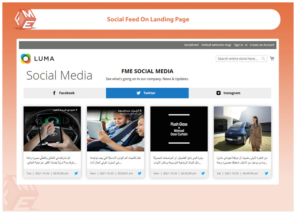 Social Feed on Landing Page