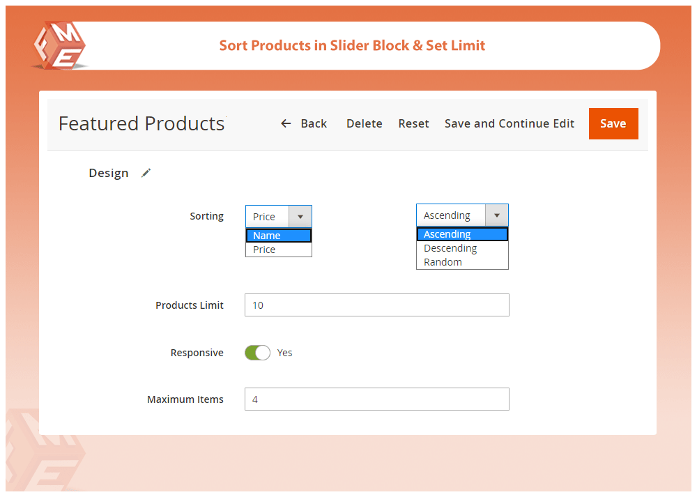 Sort Products in Slider Block & Set Limit