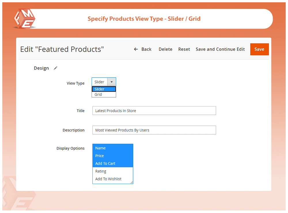 Products View Type - Slider or Grid