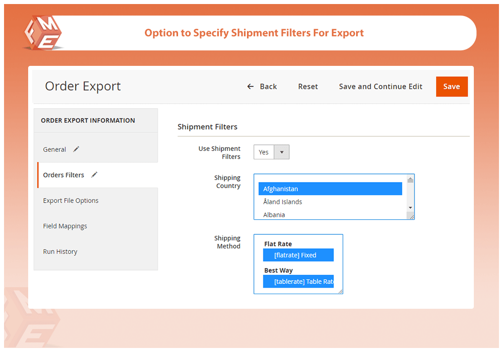 Shipment Filters For Export