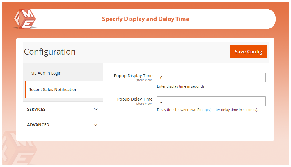 Specify Display and Delay Time