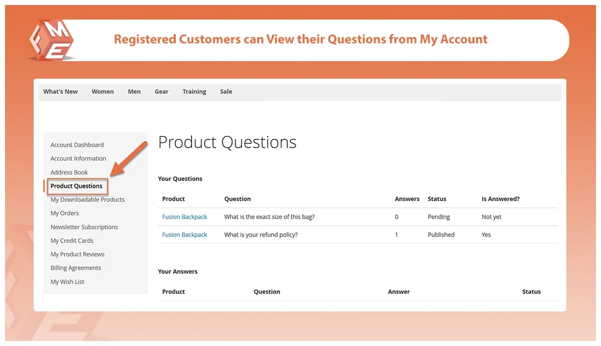 Display FAQs in Customer Account